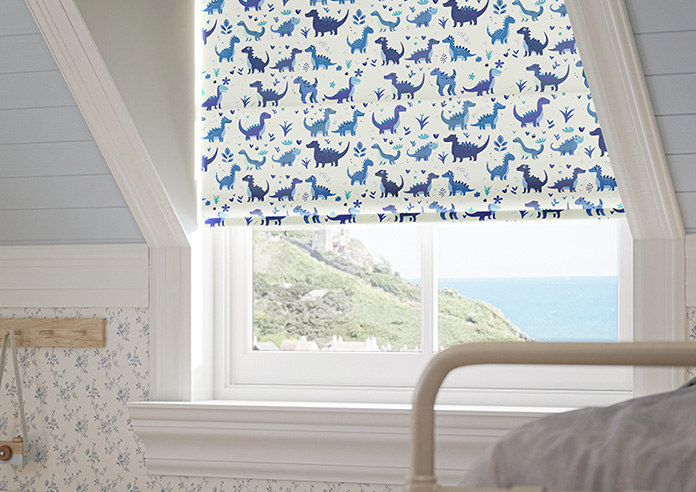Dino Land, Blue Denim - Roman Blind - Image 5